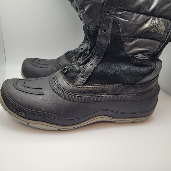 The North Face Winter Lace Up Boots Womens Black Gray Faux Fur Fuzzy Size 8.5 - Picture 7 of 13